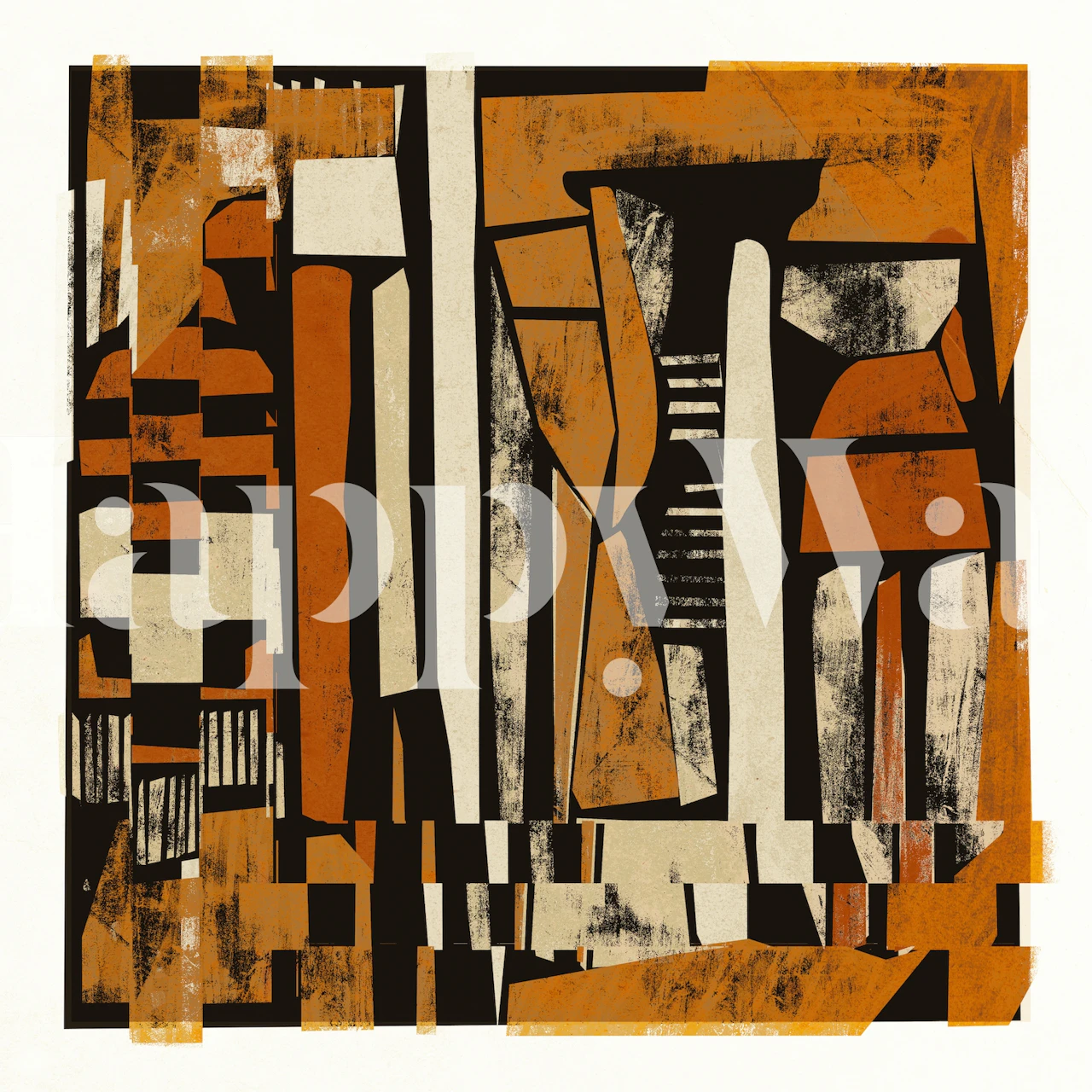 Geometric abstract wallpaper with warm orange and cream tones