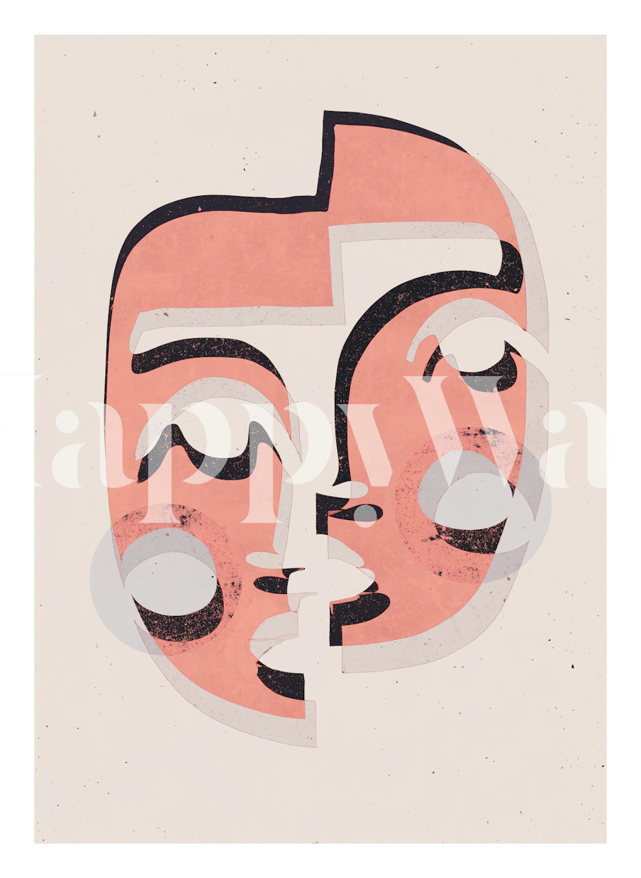 Papier peint stylé présentant des visages artistiques