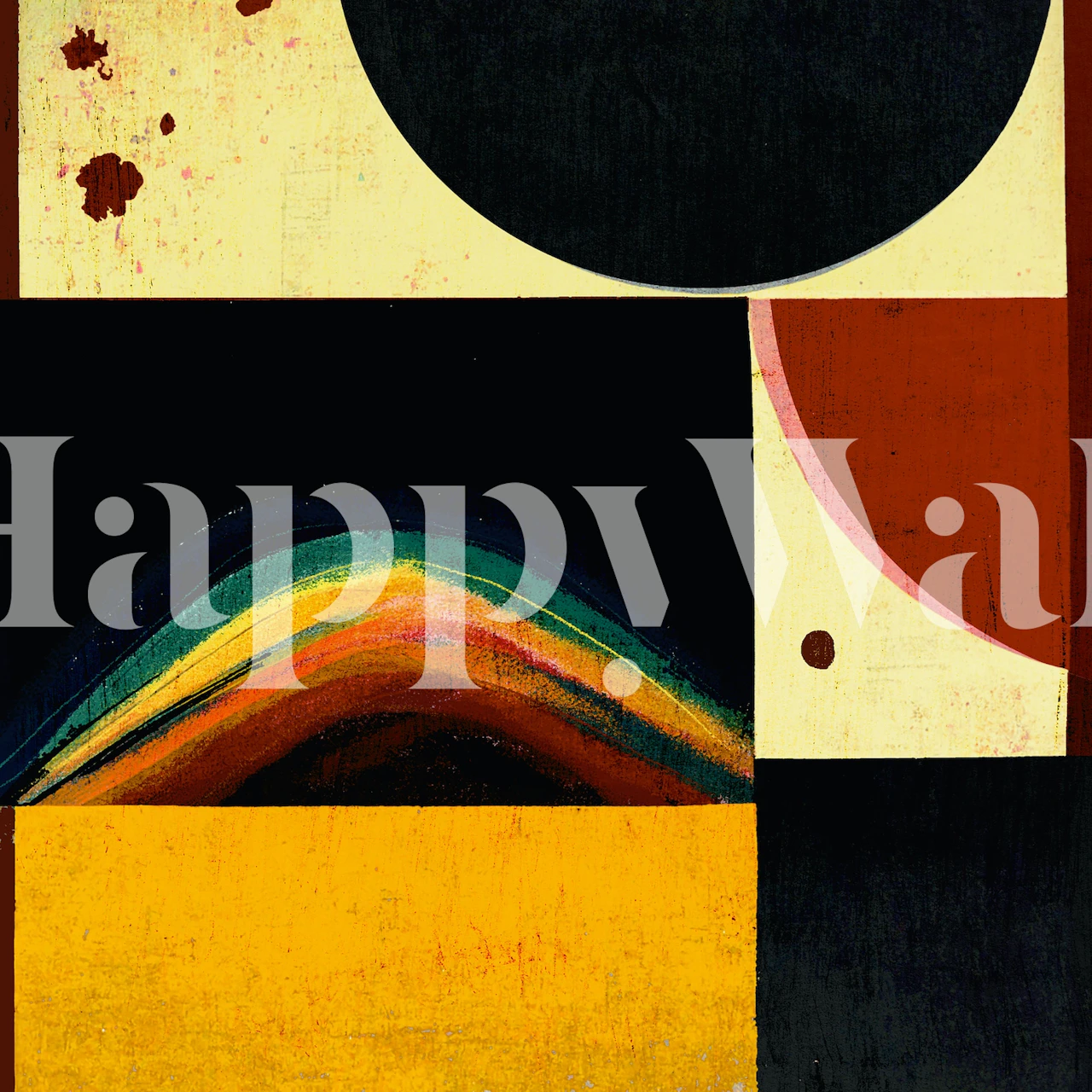 Colorful abstract geometric shapes in warm tones wallpaper