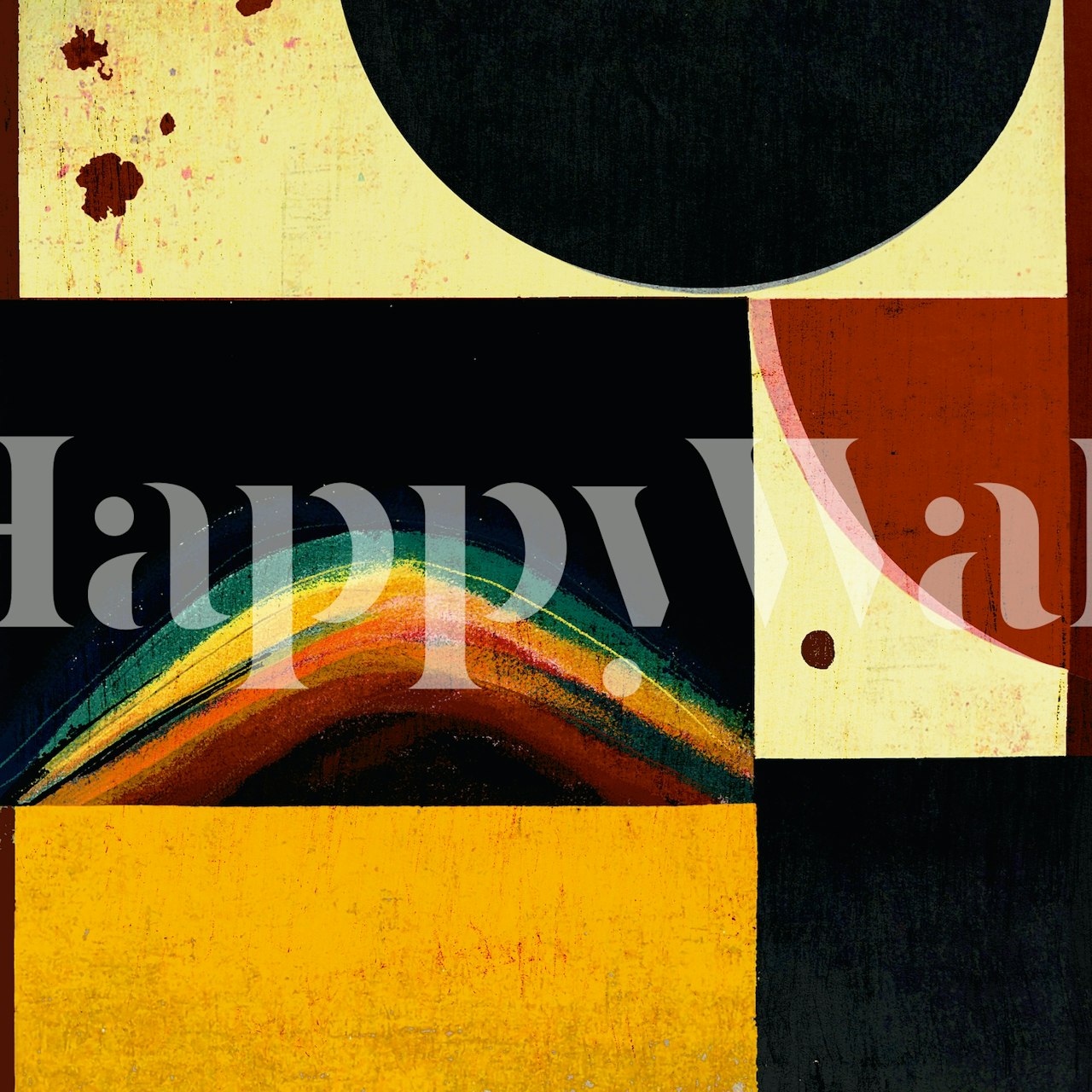 Colorful abstract geometric shapes in warm tones wallpaper