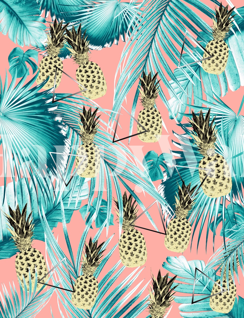 Pineapple Jungle Geo 6 wallpaper in a room