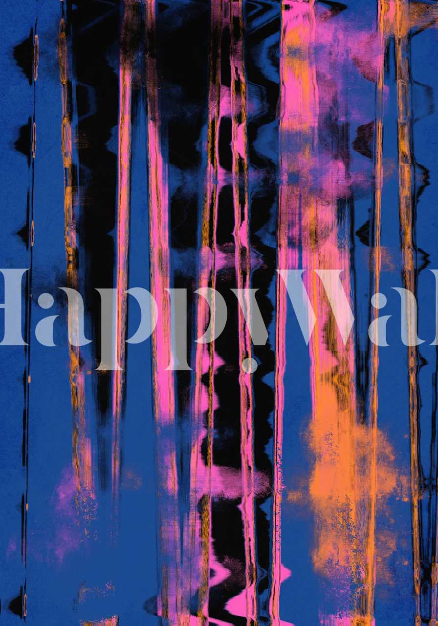 Abstract brush strokes in blue, pink, and orange wallpaper