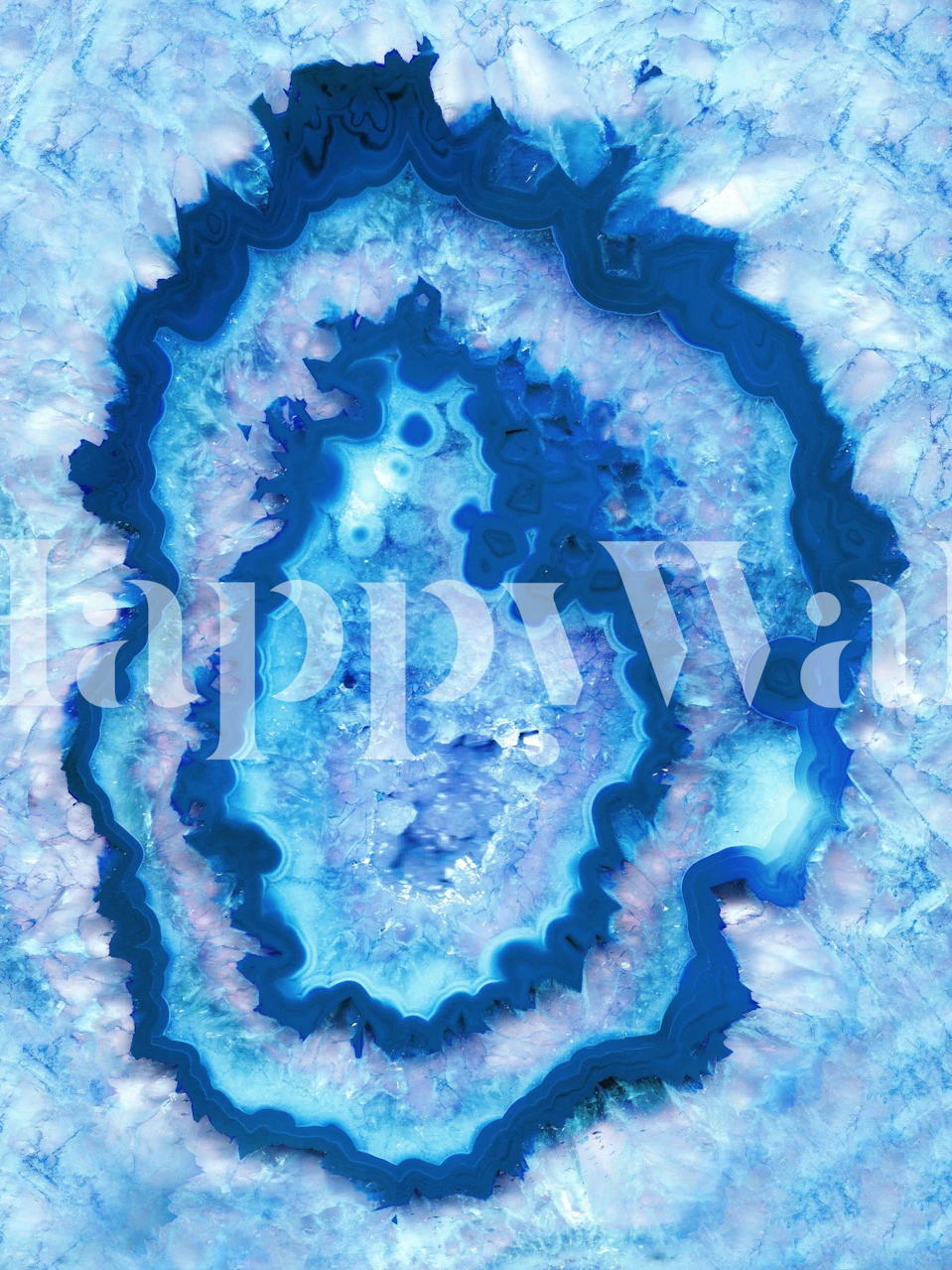 Blue agate geode pattern wallpaper in vibrant hues