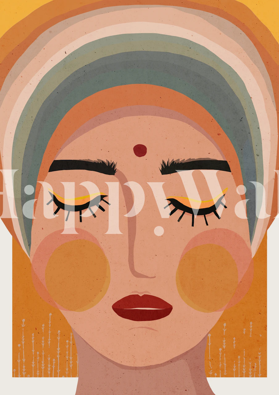 Colorful abstract face with vibrant hues wallpaper