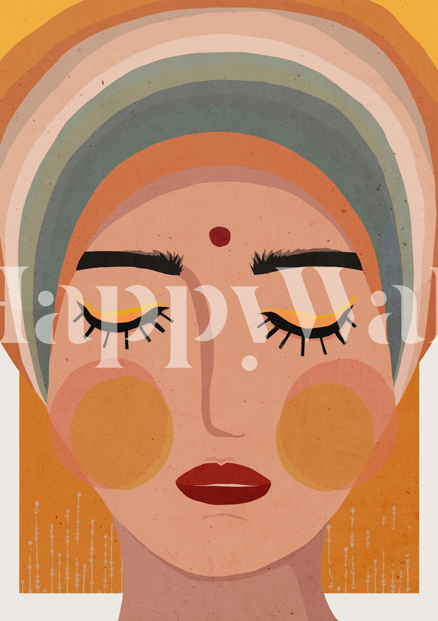 Colorful abstract face with vibrant hues wallpaper