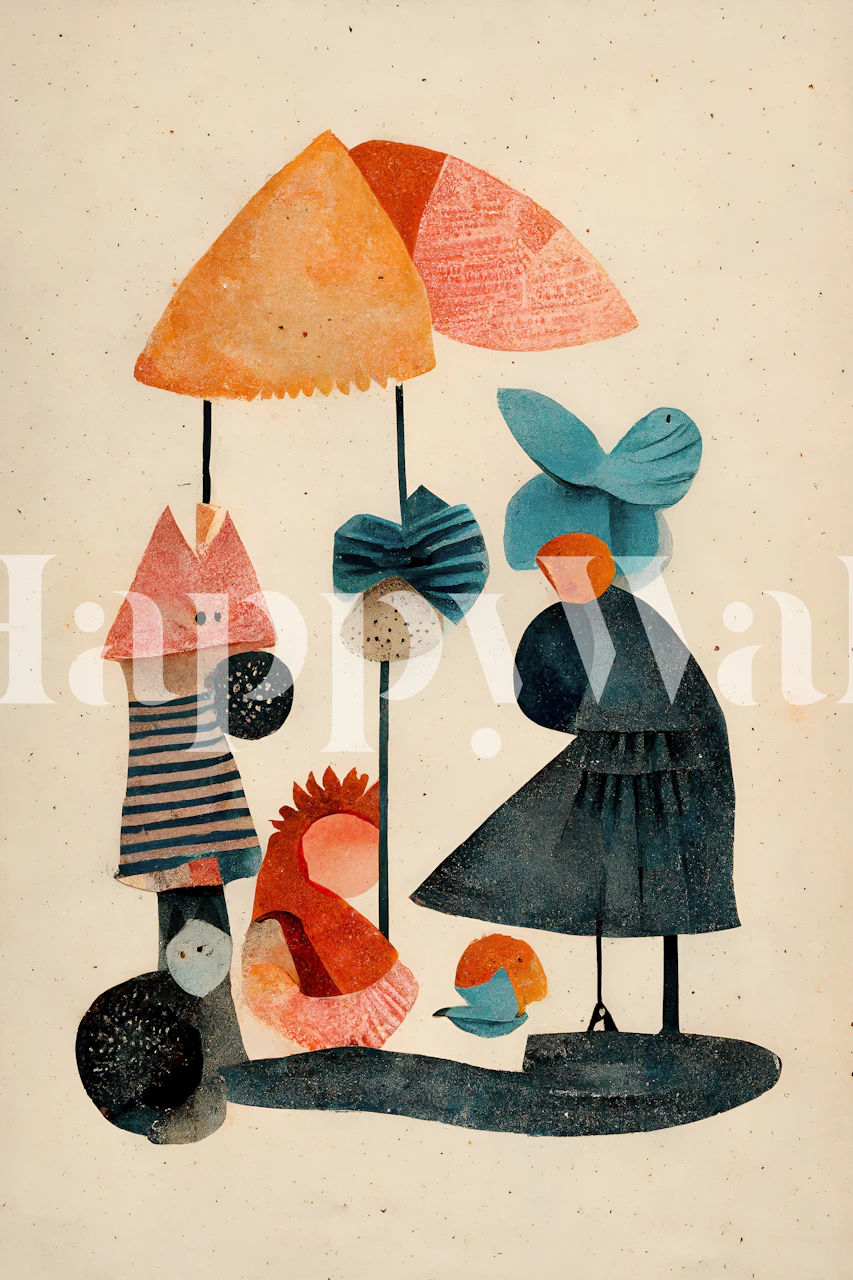 Whimsical Granny And Friends wallpaper design