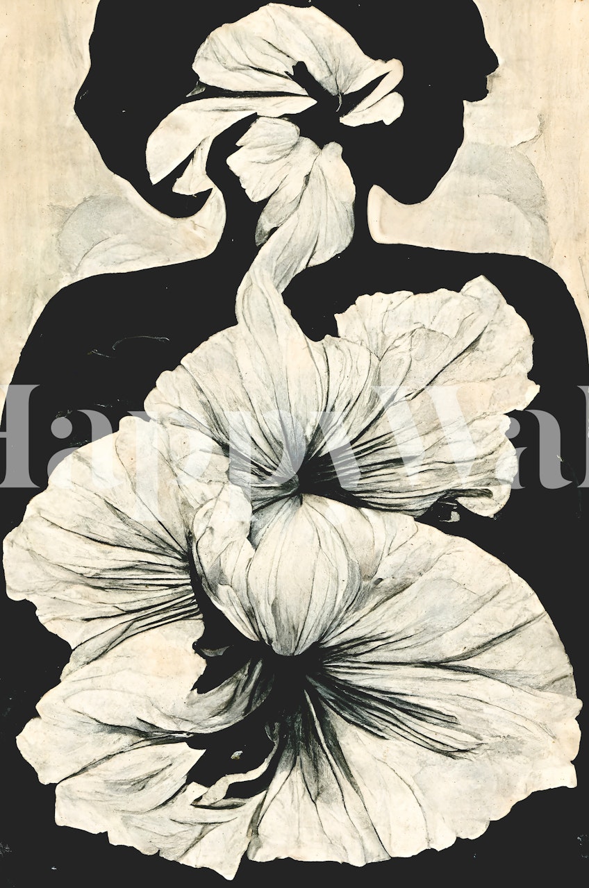 Elegant blomster tapetdesign til en beroligende atmosfære