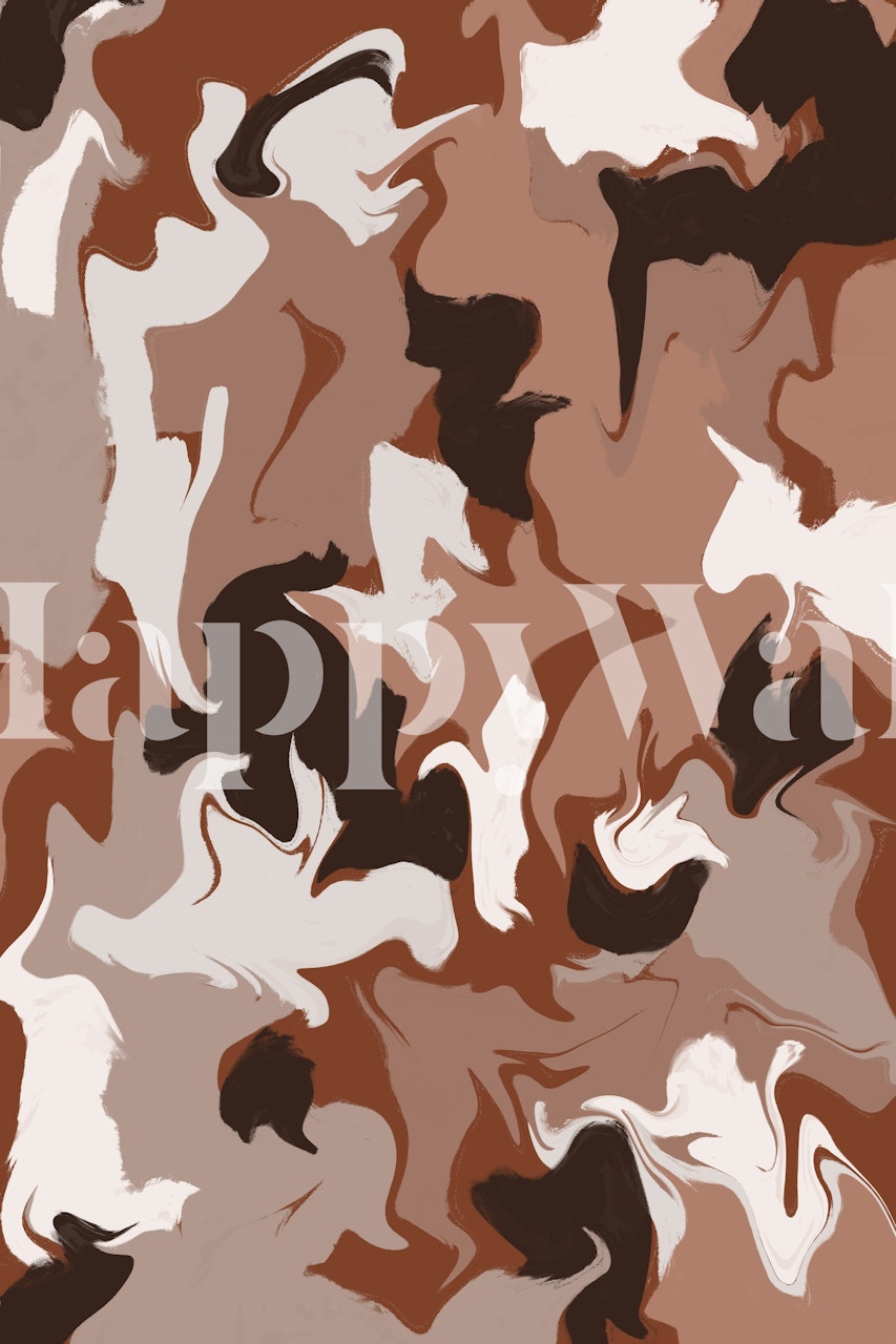 Αφηρημένο τοιχογραφία Liquid Colors σε καφέ, κρέμα και λευκούς τόνους