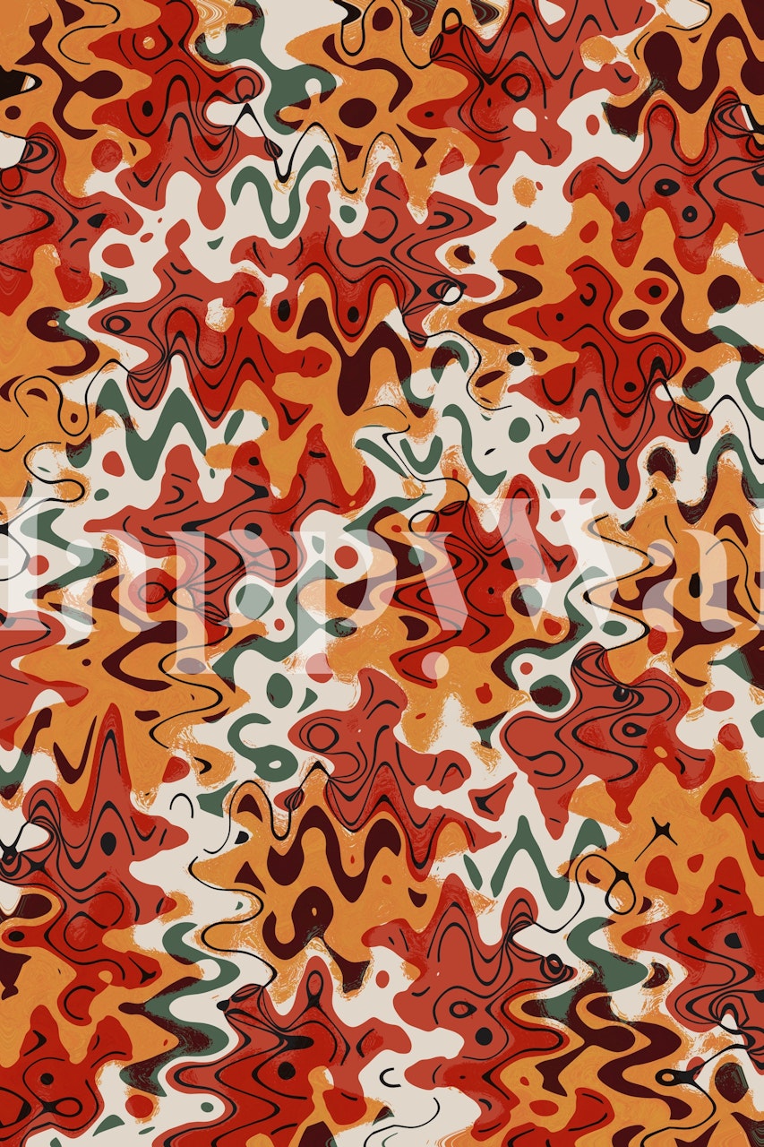 Abstract liquid red and orange pattern wall mural