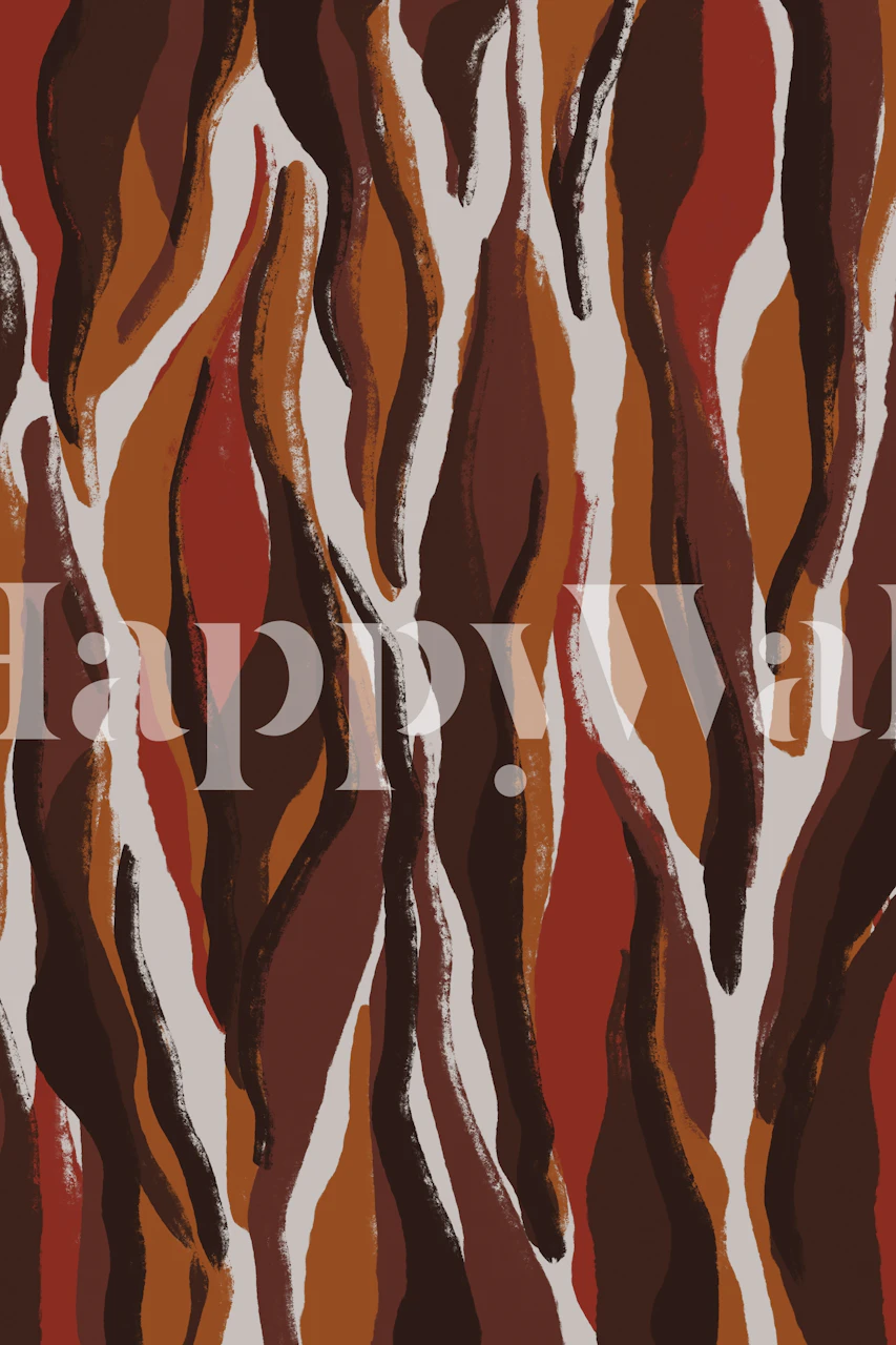 Abstract tiger pattern in warm browns and whites wallpaper