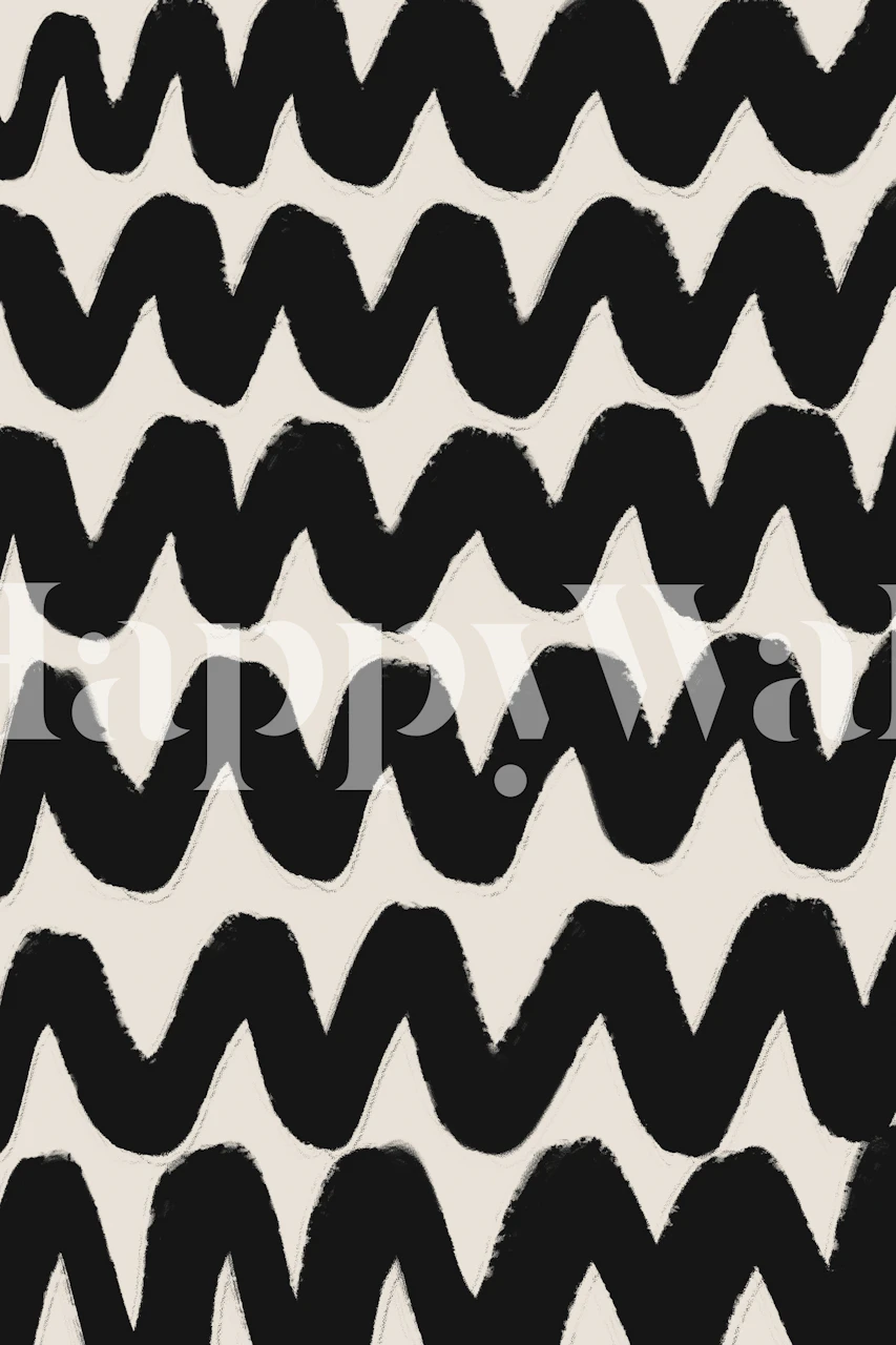 Papier peint mural motif vagues épaisses noir et blanc
