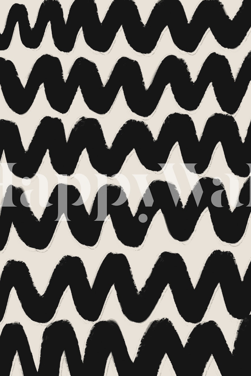 Sort og hvid vægmaleri med tykt bølgemønster