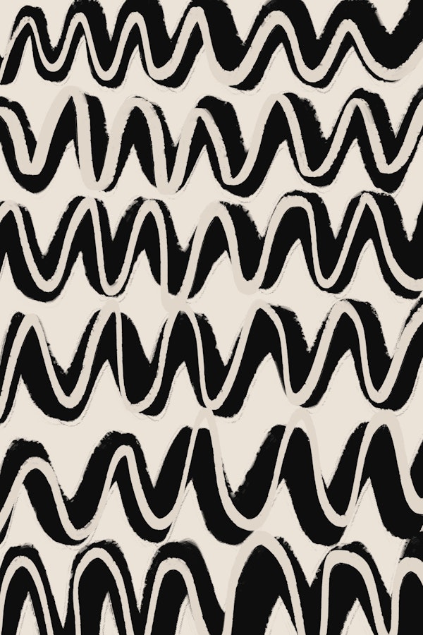 Beige Black Waves Pattern