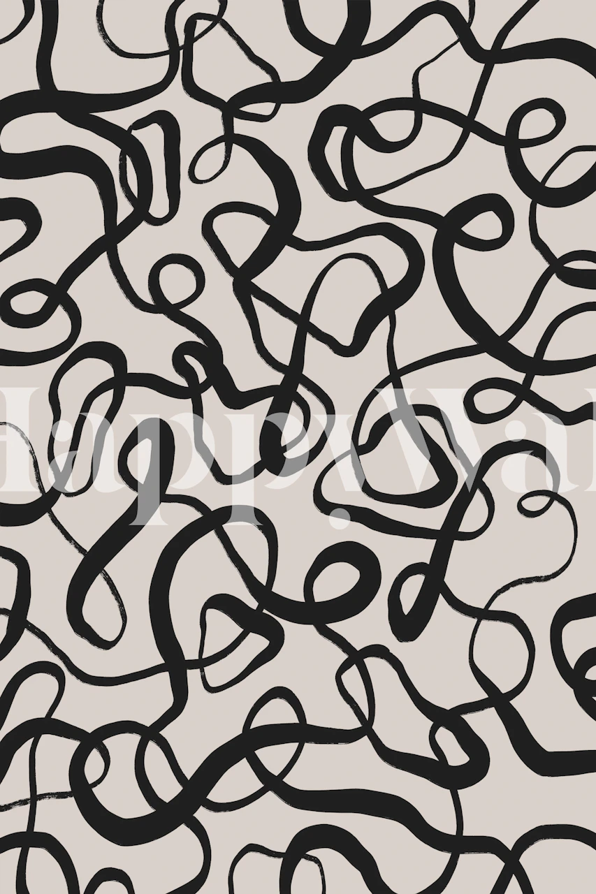 Simple Black Loops Pattern wallpaper in een kamer