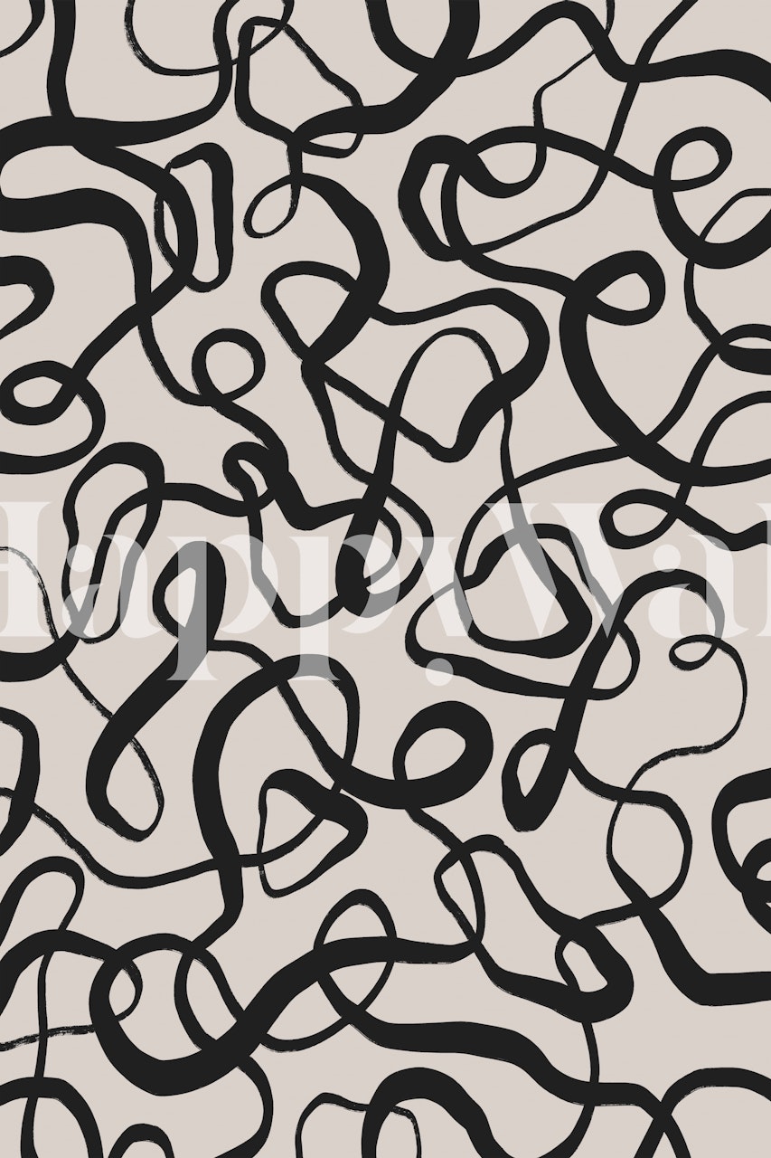 Simple black loops pattern wallpaper in a room