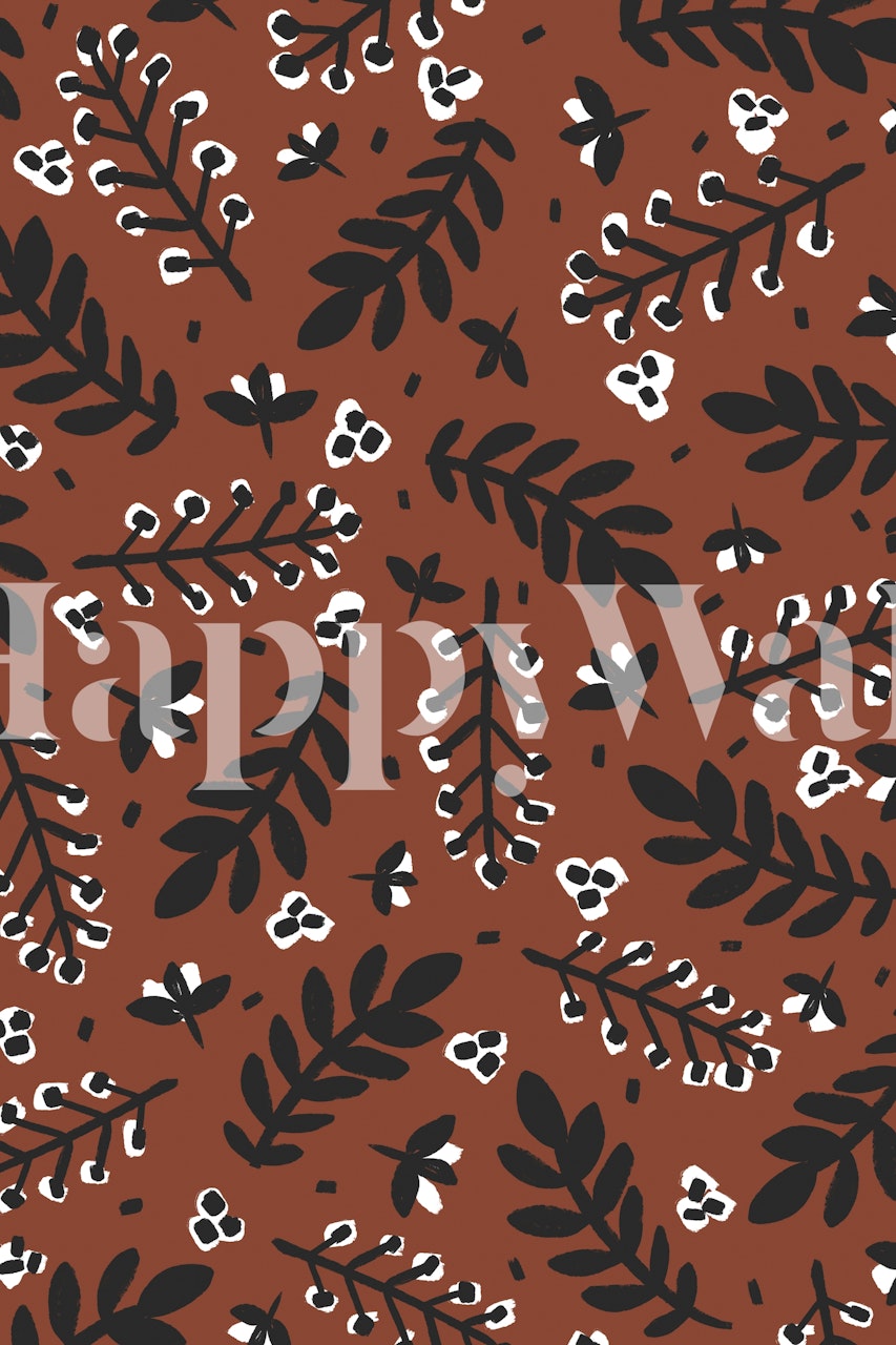 Banches And Berries ruskea tapetti huoneessa