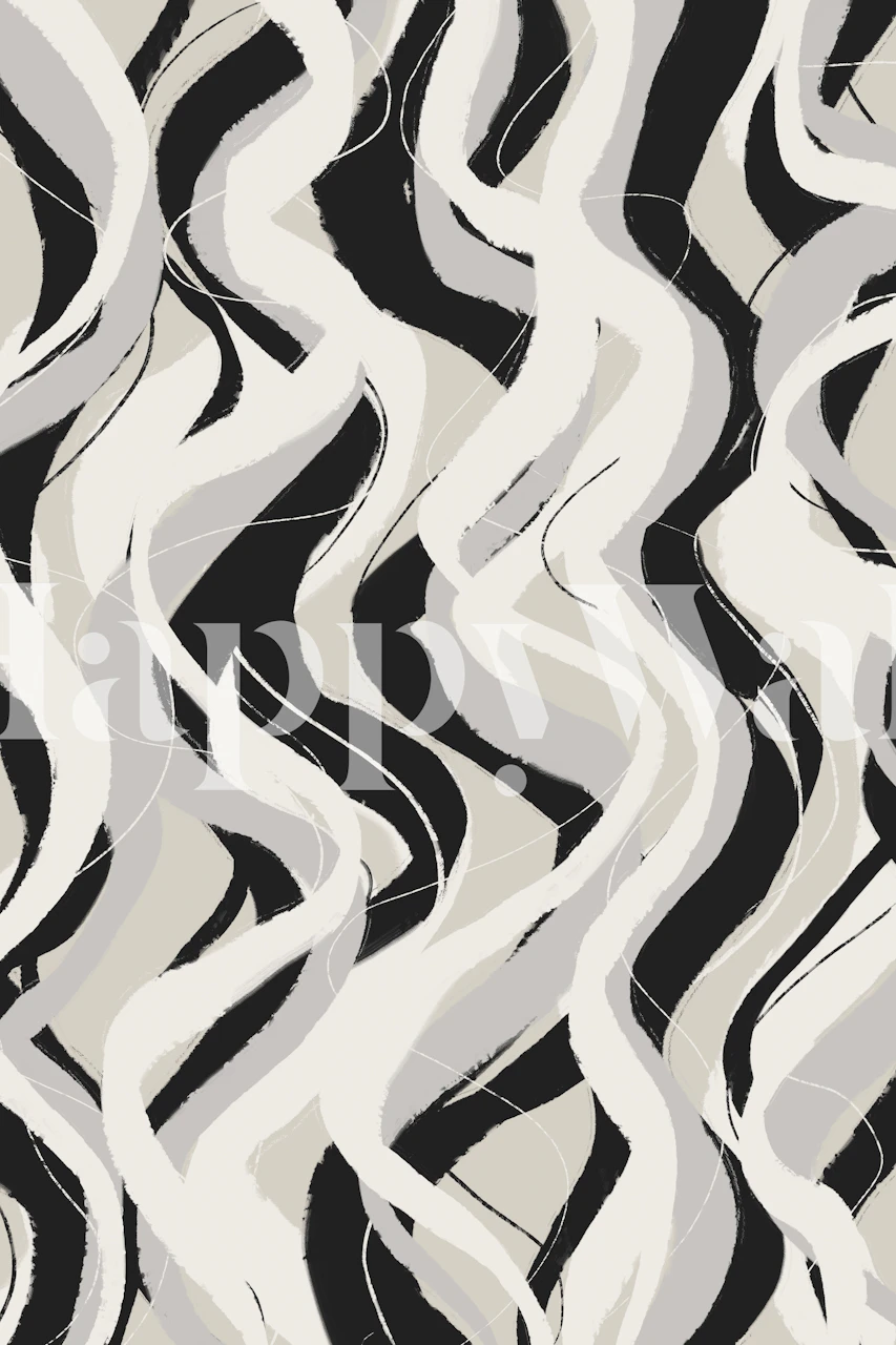 Beige, grey, and black wave pattern abstract wallpaper