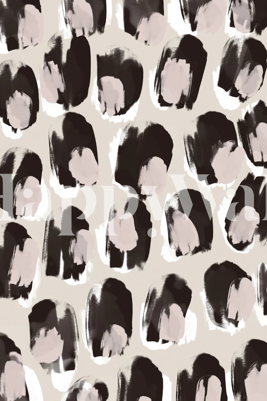 Abstract brown and beige dots wall mural on a white background