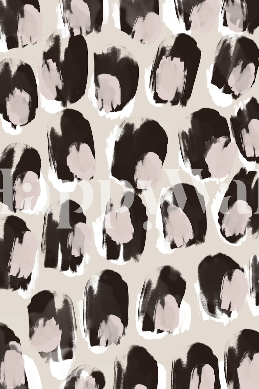 Abstract brown and beige dots wall mural on a white background