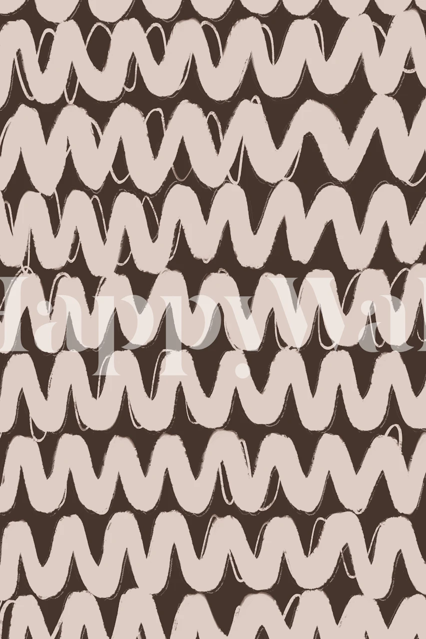 Beige zigzag pattern wallpaper with dark brown background