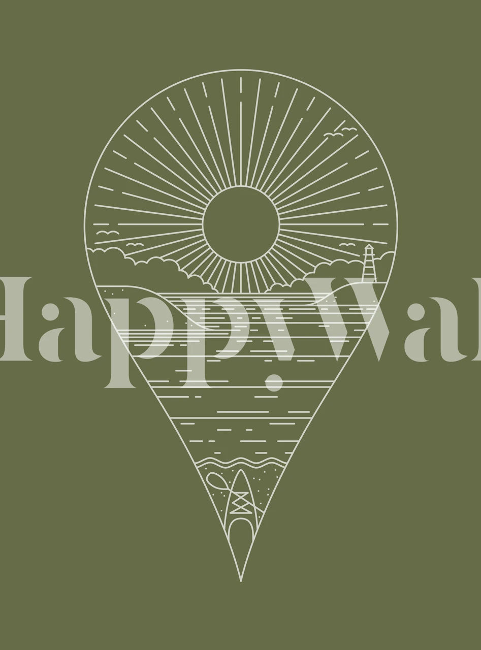 Wallpaper design with sun and landscape imagery