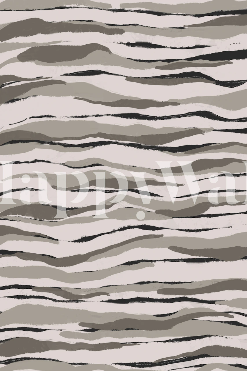 Abstract grey and beige waves wall mural for home decor