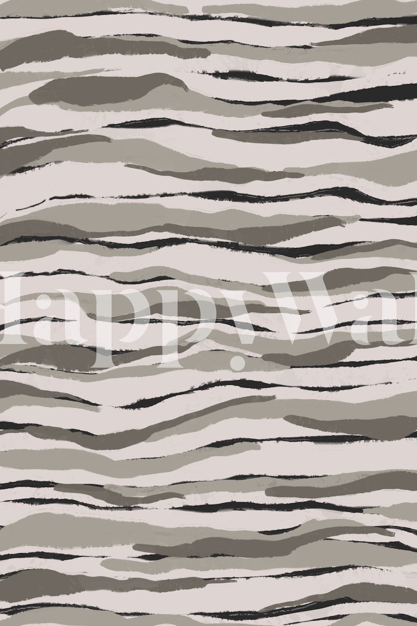 Abstract grey and beige waves wall mural for home decor