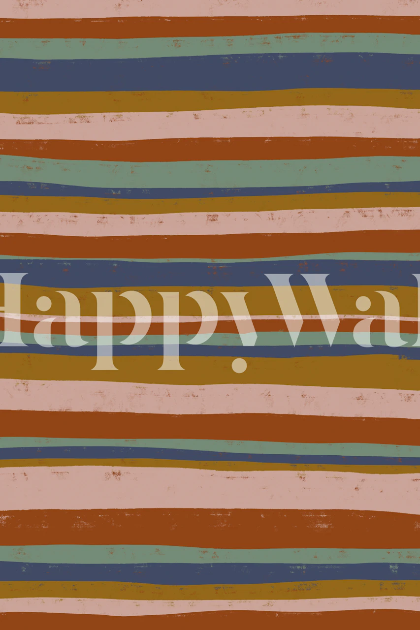 Mural de pared de rayas coloridas de inspiración étnica con cálidos tonos tierra