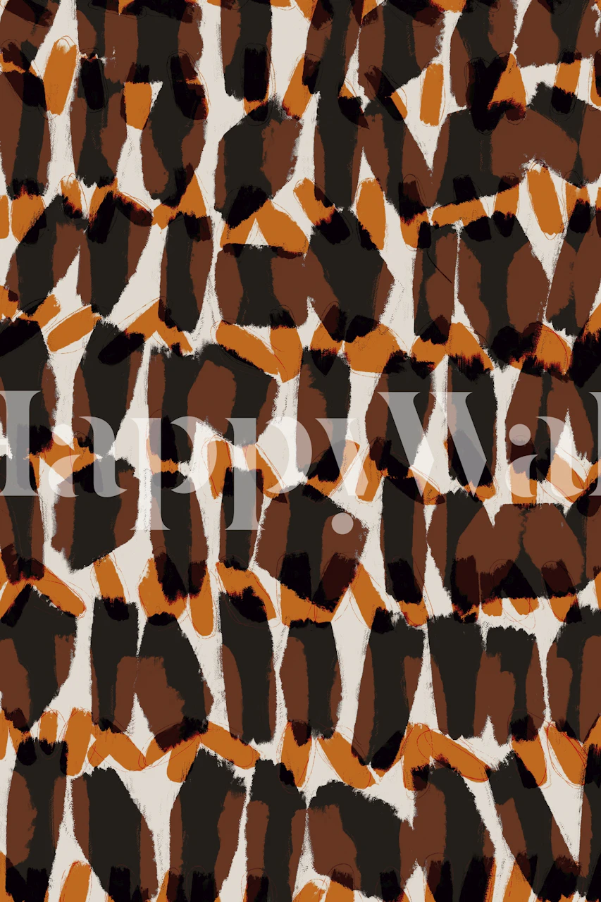 Tapeta Brown Orange Brush Strokes představena v pokoji