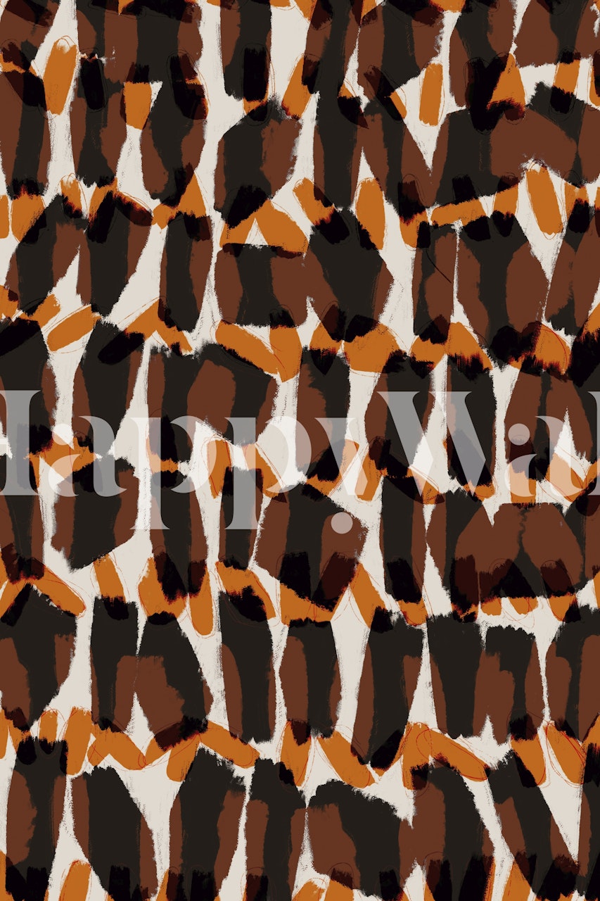 Brown orange brush strokes wallpaper featured in a room