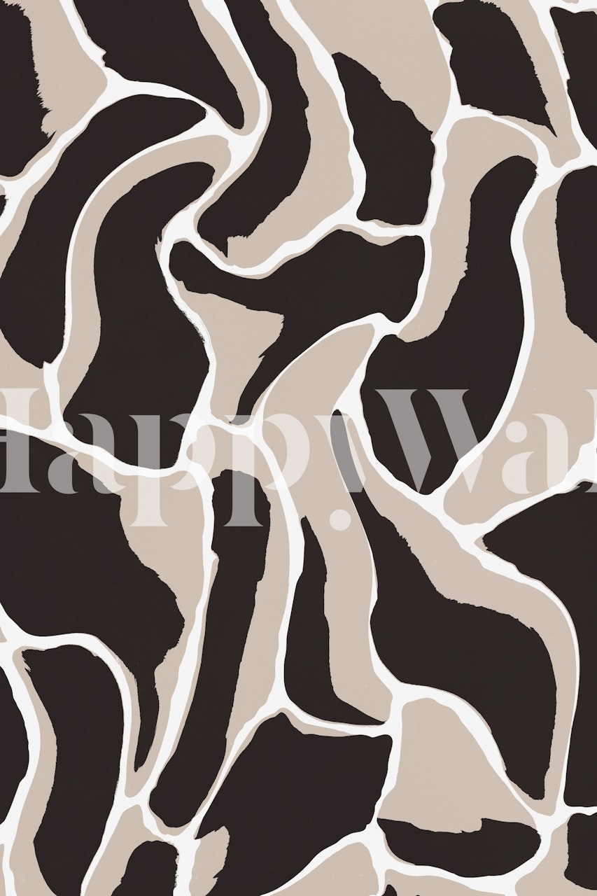 Brown animal print wallpaper featuring organic shapes