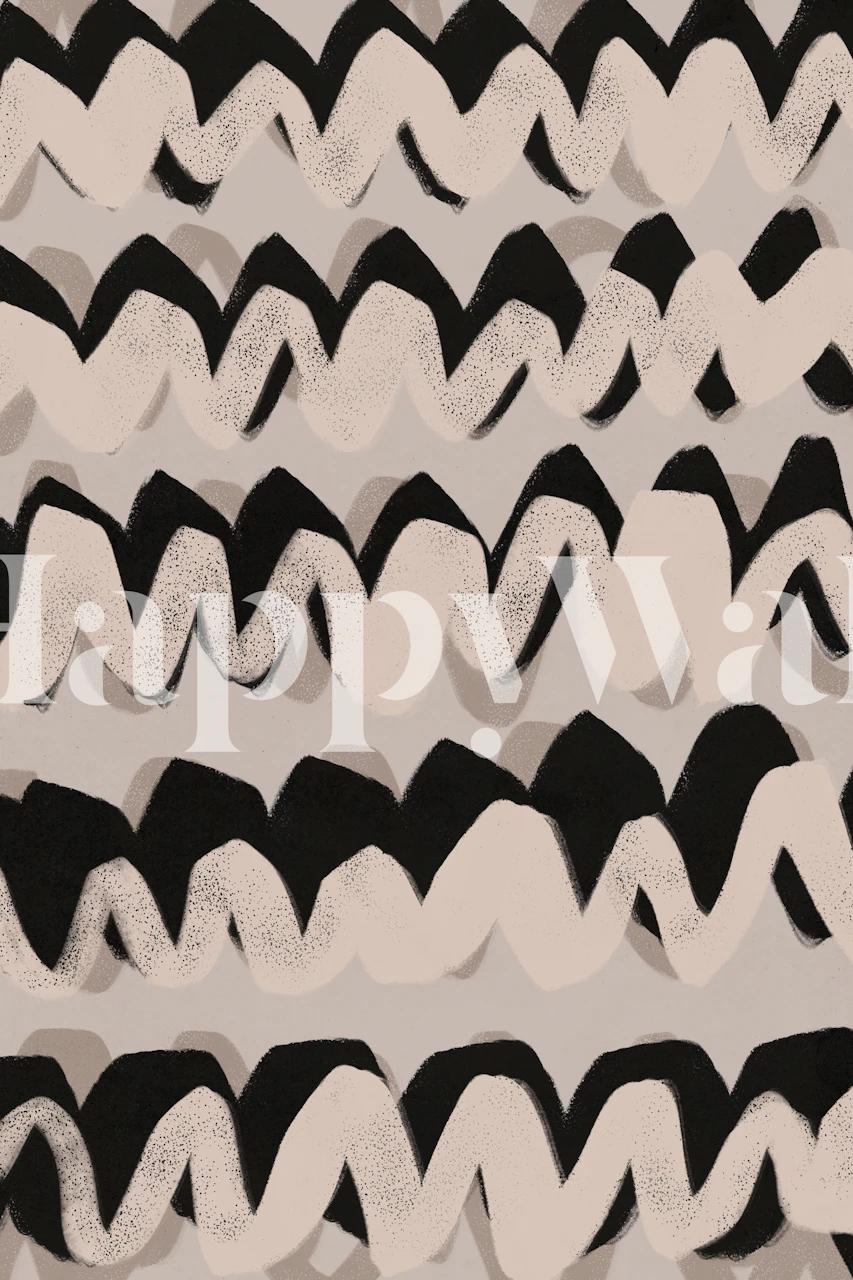 Abstract beige golvenpatroon muurschildering met gespoten textuur