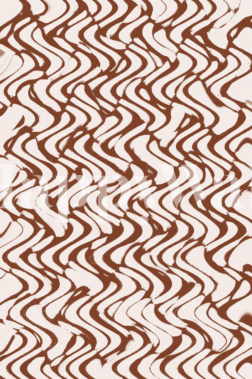 Wavy zigzag pattern in beige and brown tones wallpaper