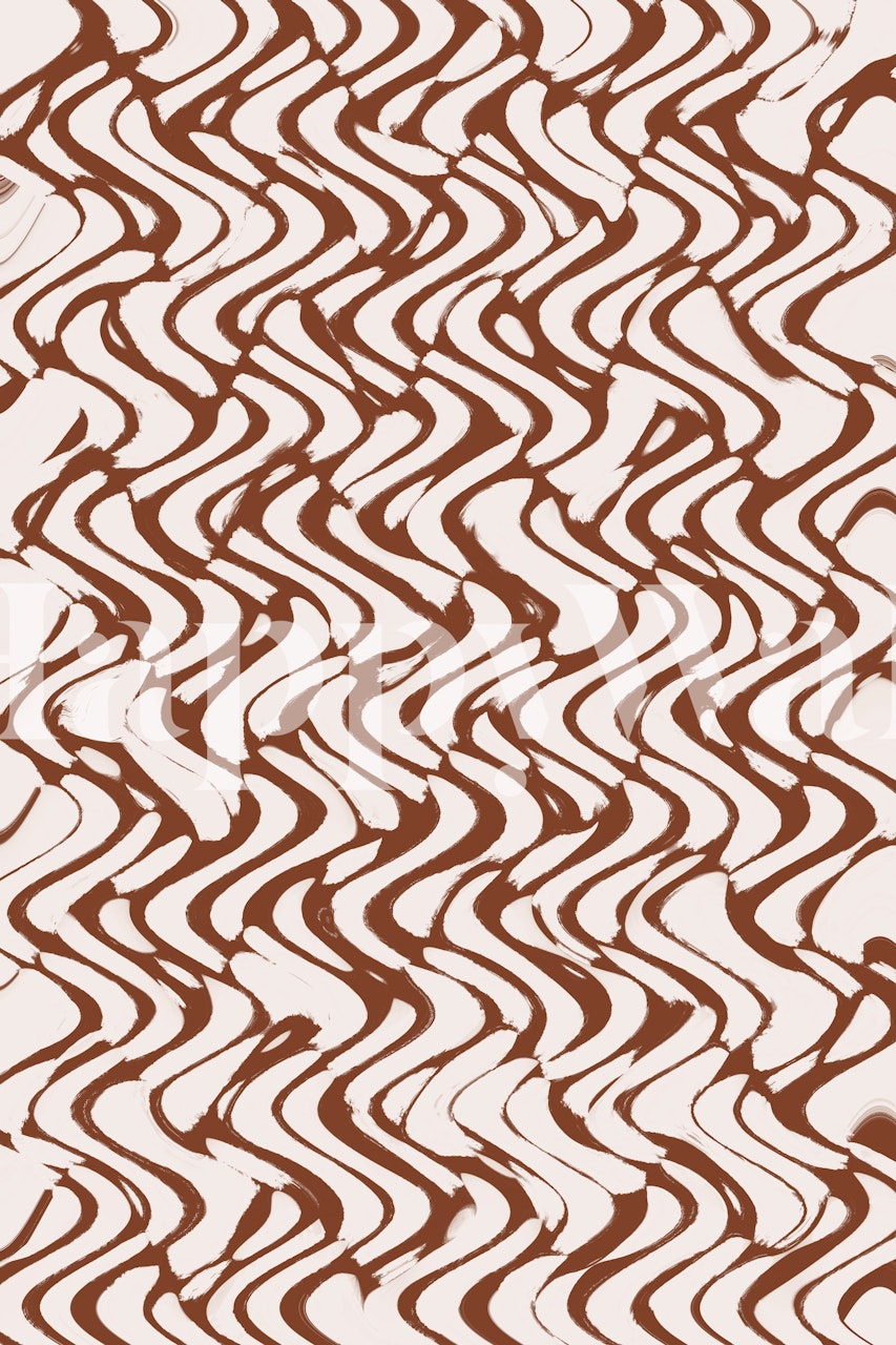 Wavy zigzag pattern in beige and brown tones wallpaper