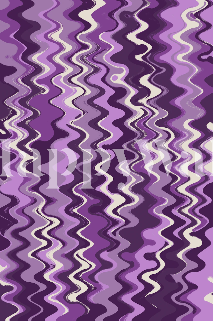 Abstract purple wave pattern wall mural