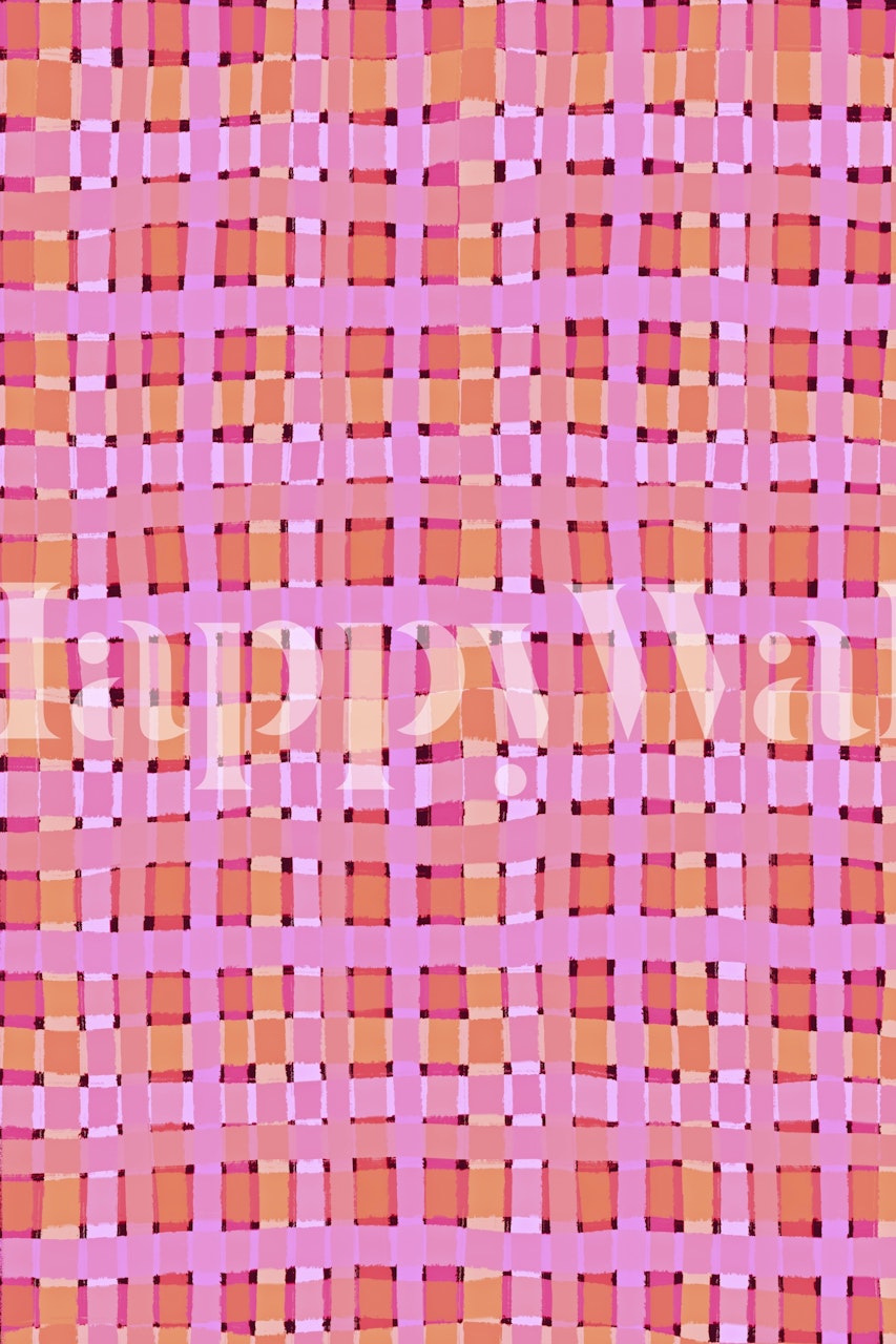 Moderne roze pin-vierkant patroon muurschildering