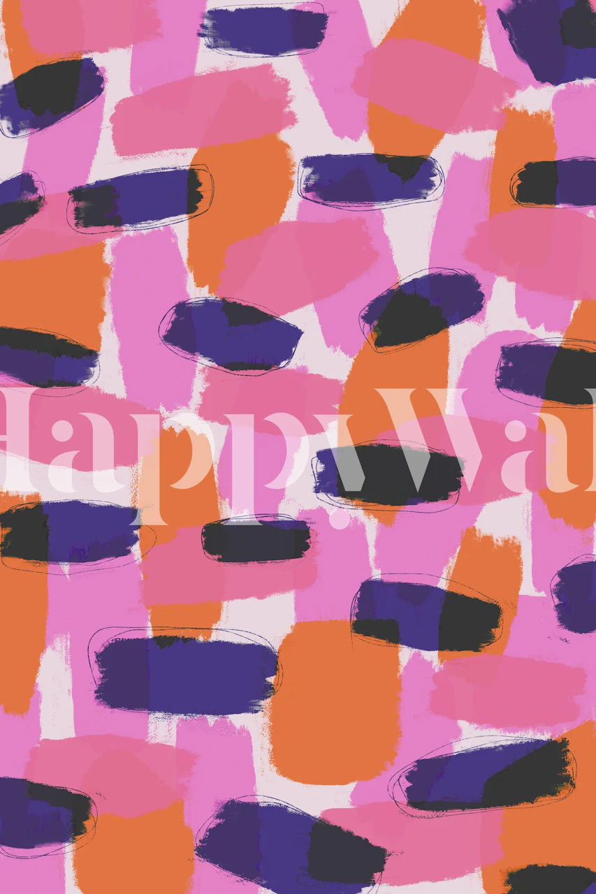 Abstract strokes in pink, purple, and orange colors wallpaper