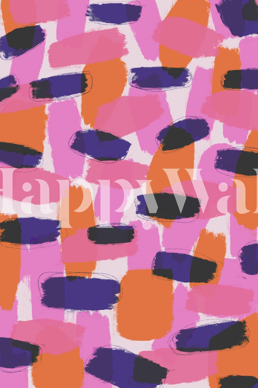 Abstract strokes in pink, purple, and orange colors wallpaper