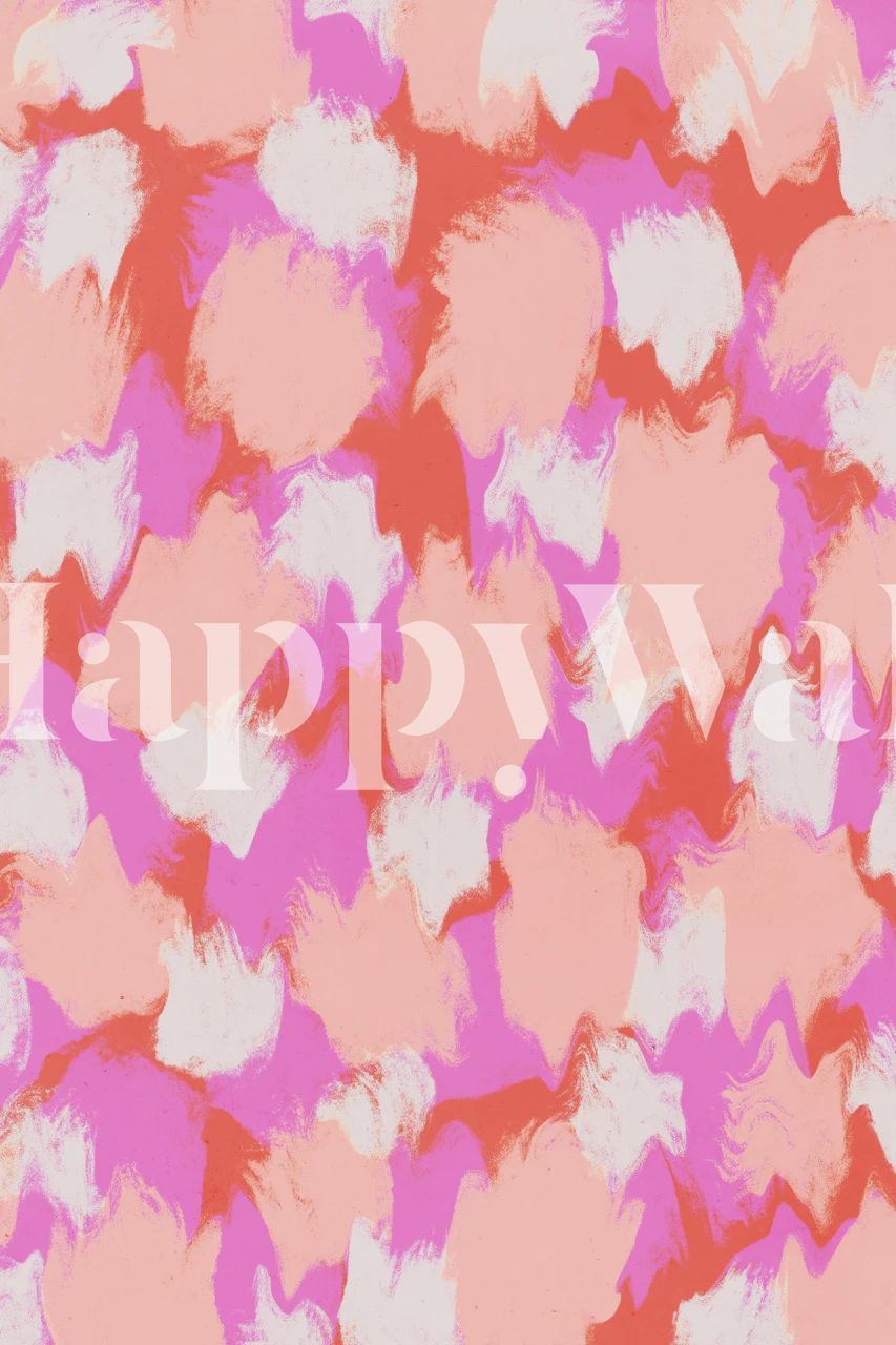 Pastel pink and orange strokes wallpaper in a room