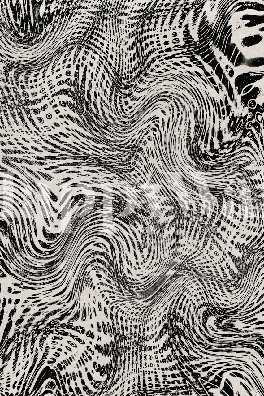 Black And White Net Pattern Tapete in einem Raum