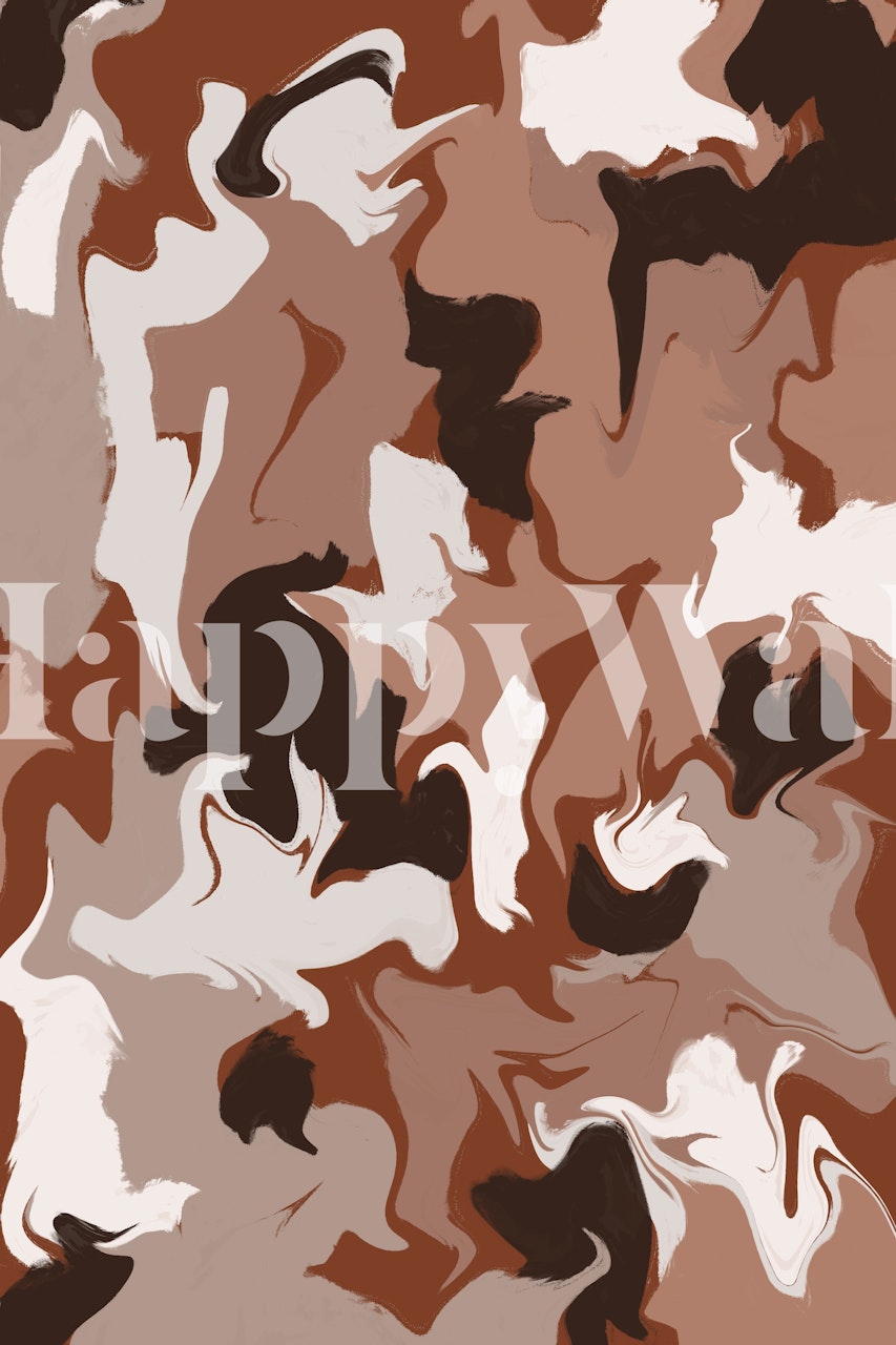 Liquid Earthy Strokes Pattern behang in een kamer