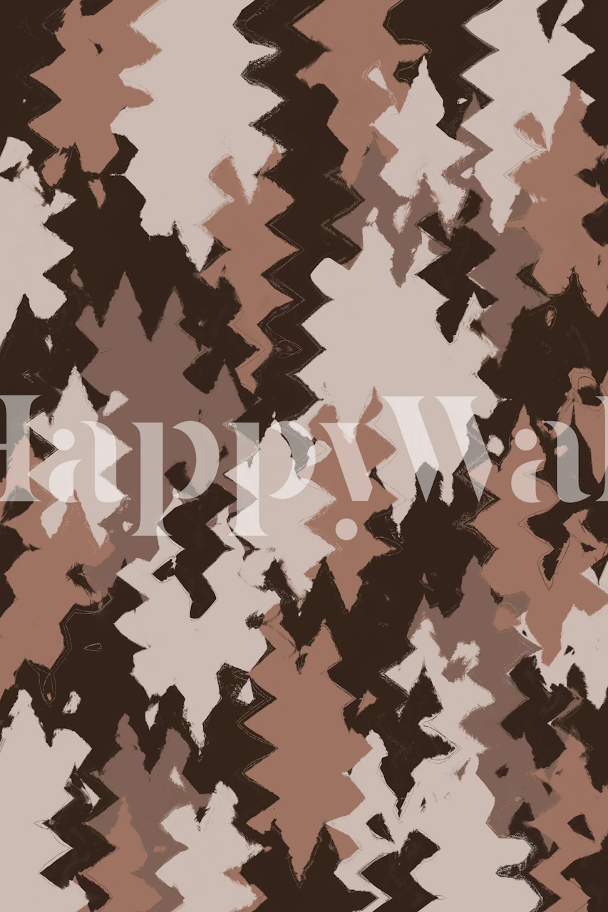 Brown and beige zig zag pattern wallpaper