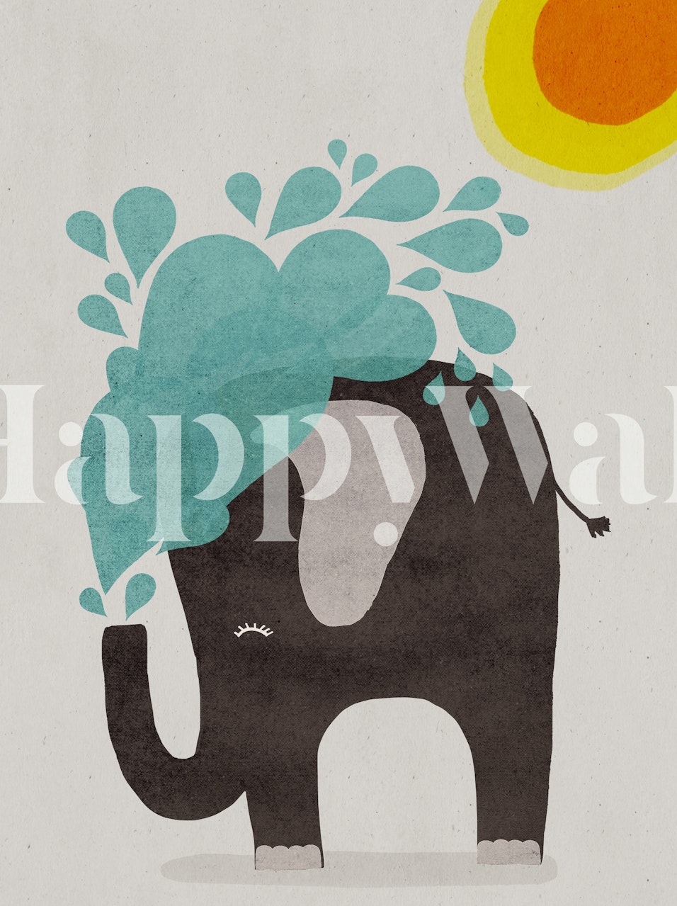 Funny elephant with colorful splash design wallpaper