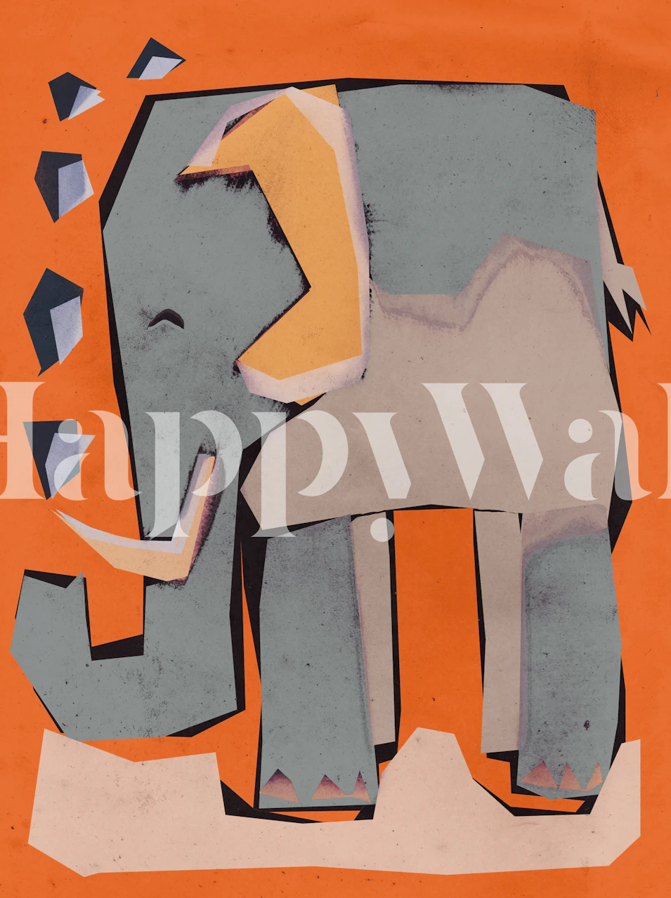 Design della carta da parati Happy Elephant in una stanza