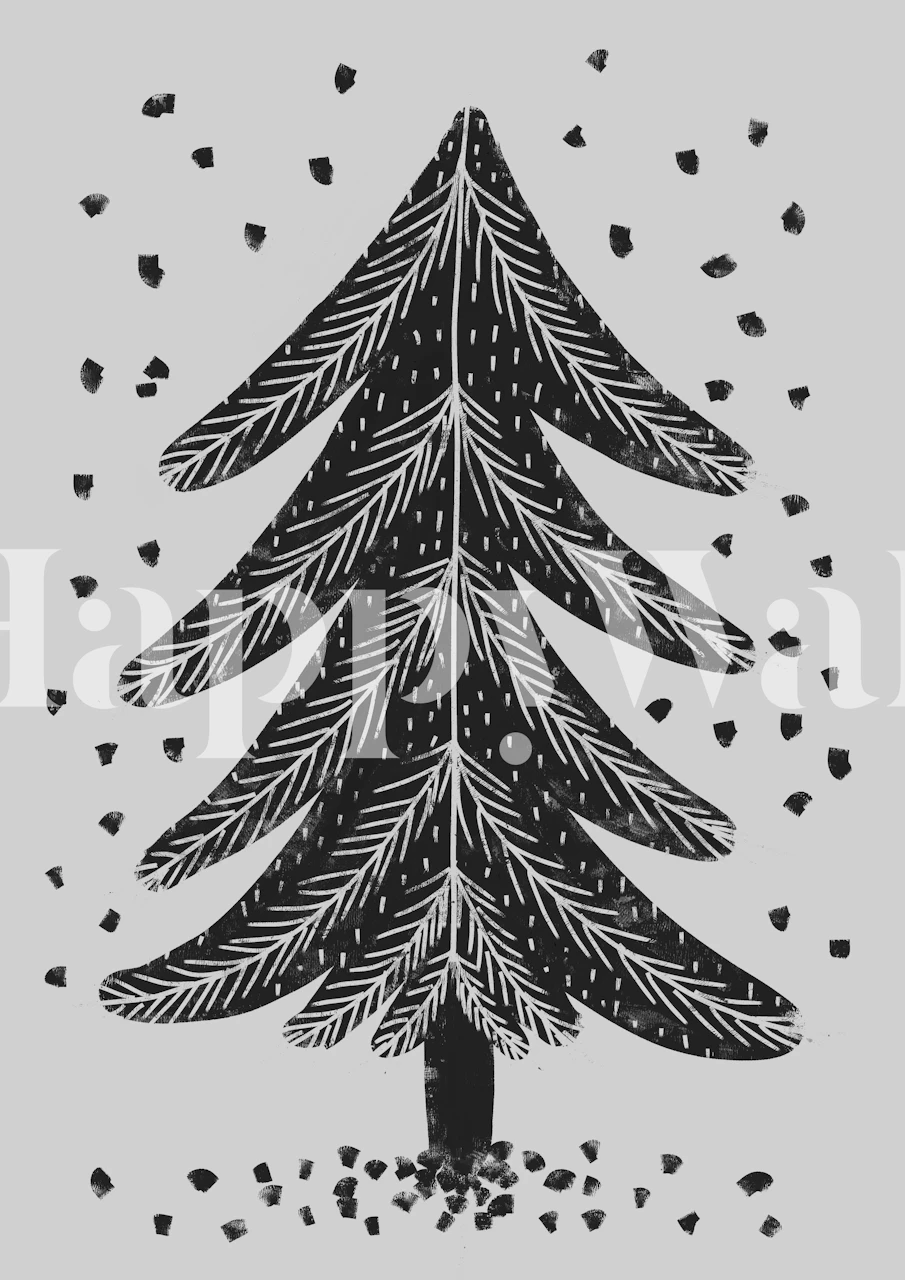 Černobílá umělecká fototapeta borovice