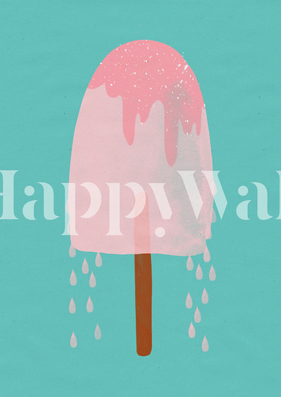 Artistic ice cream popsicle wall mural on turquoise background