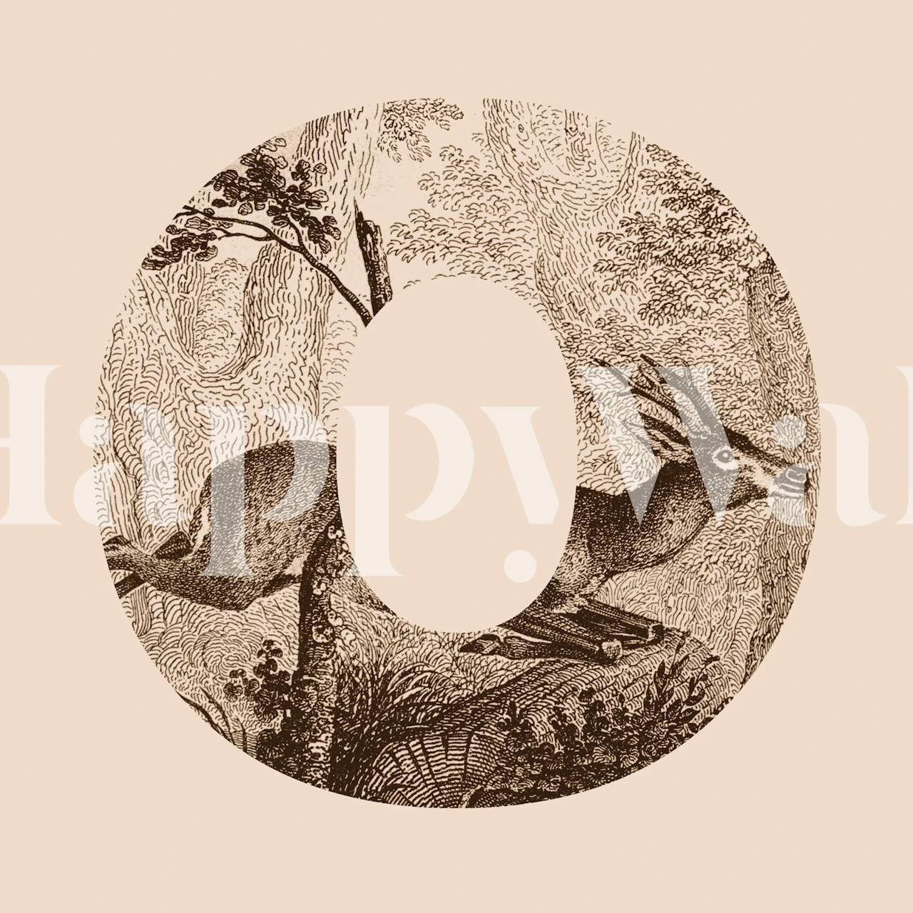 Vintage-style wall mural with deer illustration on a neutral background from Happywall named Oh Deer