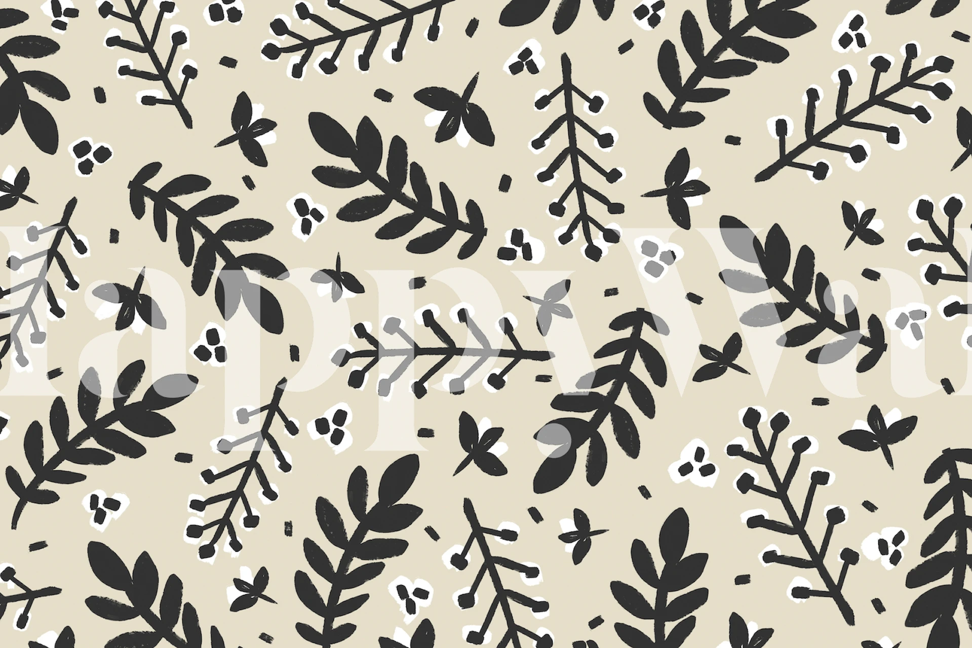 Branches on Beige Background Wallpaper design