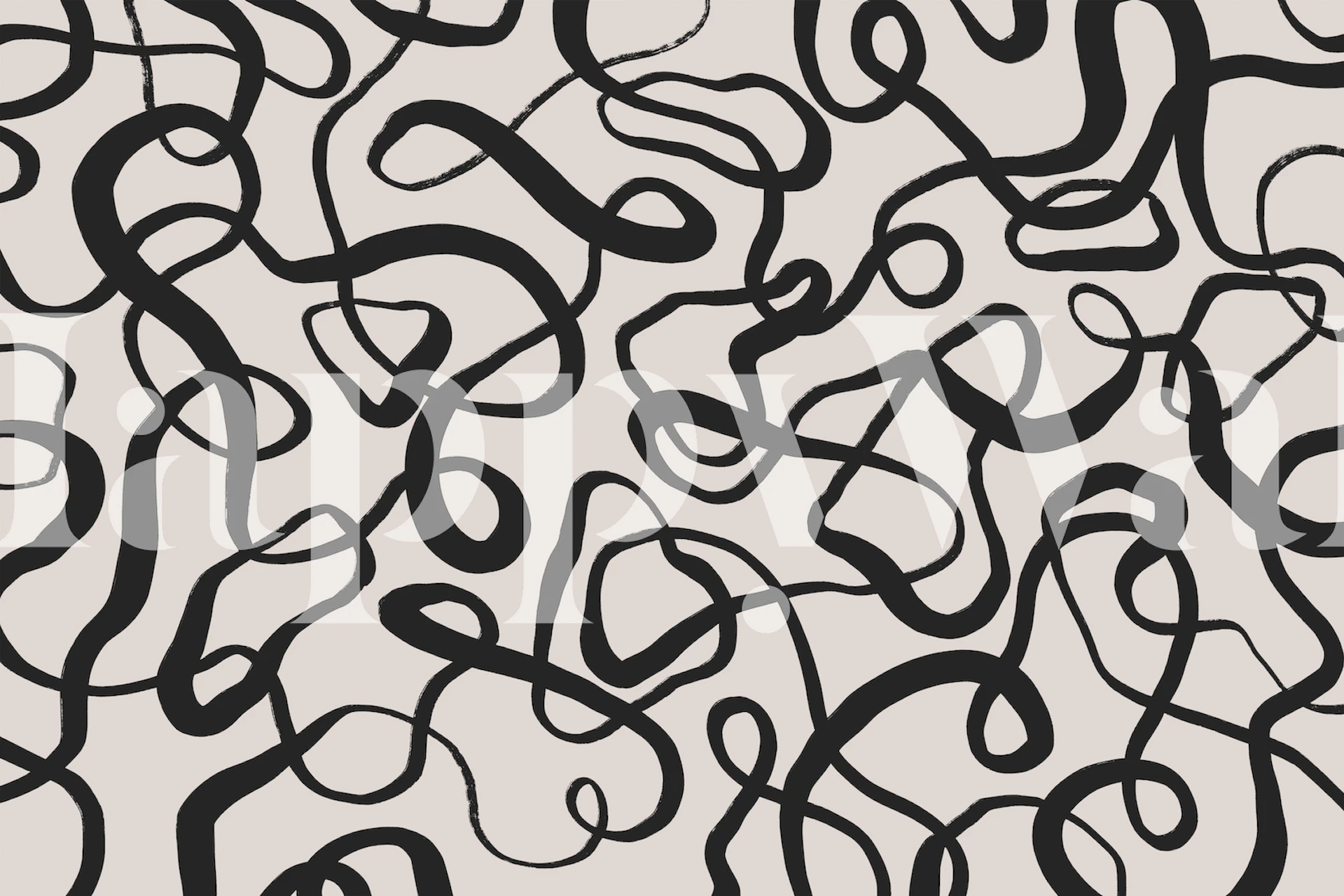 Svart og hvitt vridd linjer mønster veggmaleri