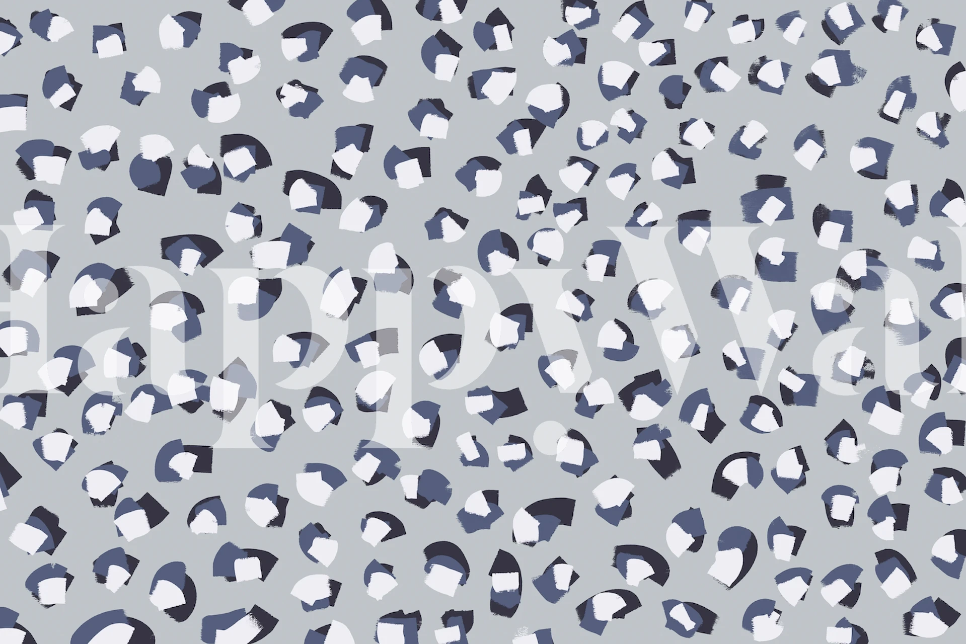 Abstract geometric shapes in blue and white on gray wallpaper